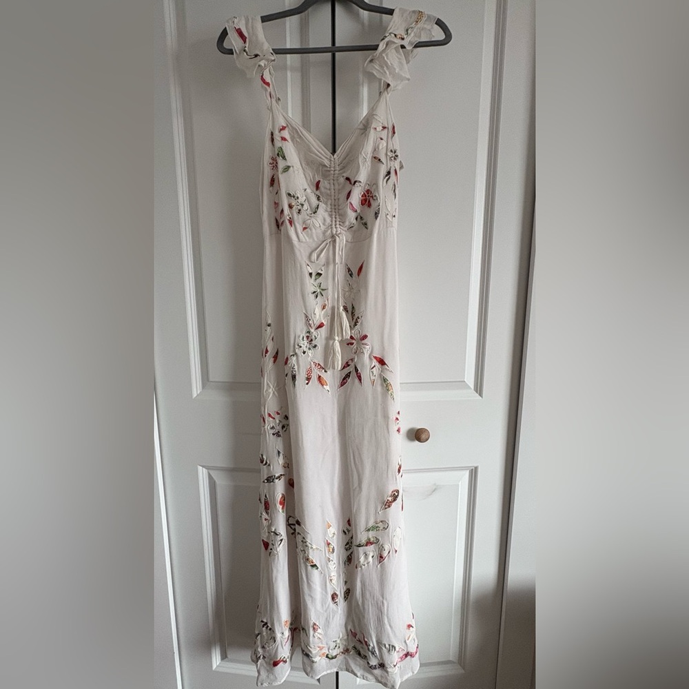 Anthropologie White Floral Maxi Dress